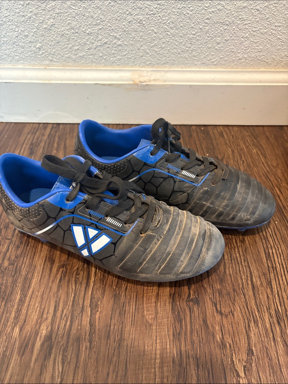 Black & Blue Soccer Cleats with White Logo